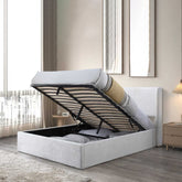 Jasper Lift-Up Storage Boucle Bed – White